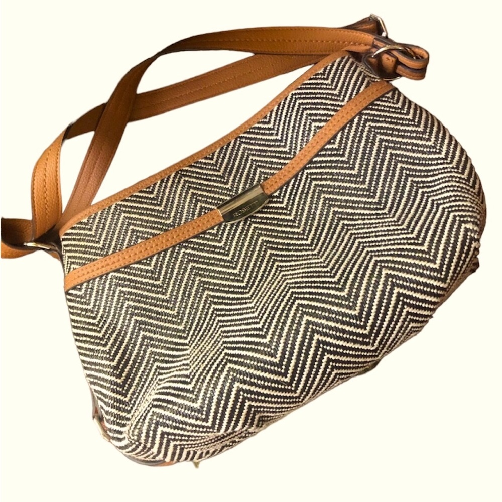 Rossetti tan/ black chevron shoulder bag diaper bag
